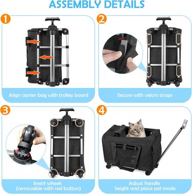 Переноска для тварин ALLSOPETS з колесами для котів та собак, сіра, для подорожей літаком