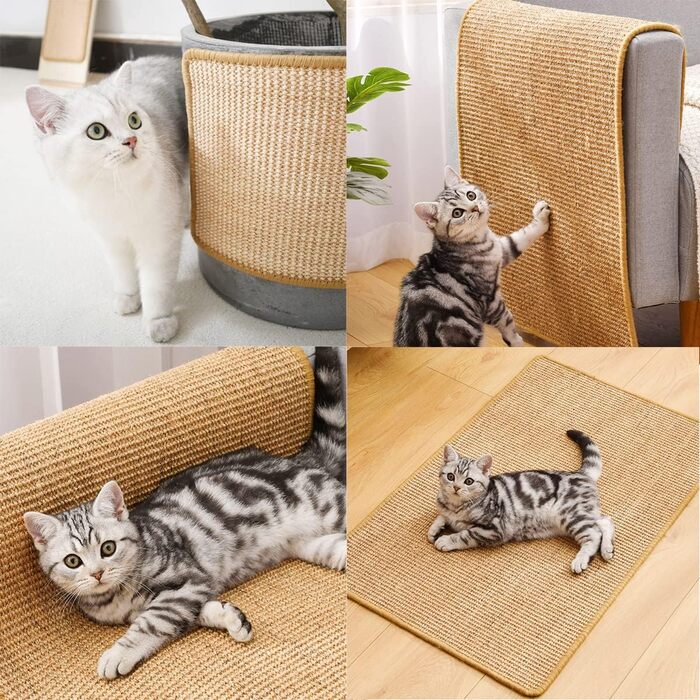 Килимок для котів ChicWow, 60x40 см, сизалевий, з самоклеючою липучкою, захист меблів від подряпин, для підлоги та дивану