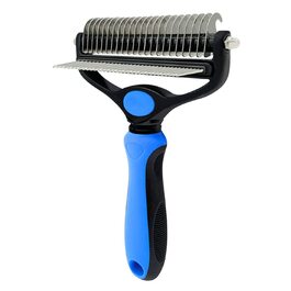 Щітка для грумінгу домашніх тварин проти ковтунів, для собак та котів, синього кольору