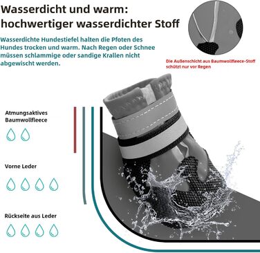 Водонепроникні собачі чоботи для захисту лап, 4 шт. Антиковзаючі чоботи для собак з неслизькою підошвою та світловідбиваючим кріпленням на липучці, для малих, середніх та великих собак (Сірий, XXL)
