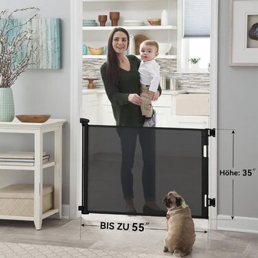 Захист для сходів Hawthyhome: розтяжний захист для дітей та домашніх тварин, 0-140 см, чорний