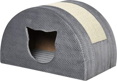 Будиночок для котів PawHut з когтеточкою, сірий, 48,5x30x30 см, з сизалем