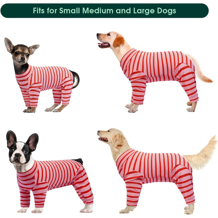 Піжама для собак після операції Kuoser, боді для собак після кастрації, боді для собак після операції (XXL, Рожевий, Зелений)