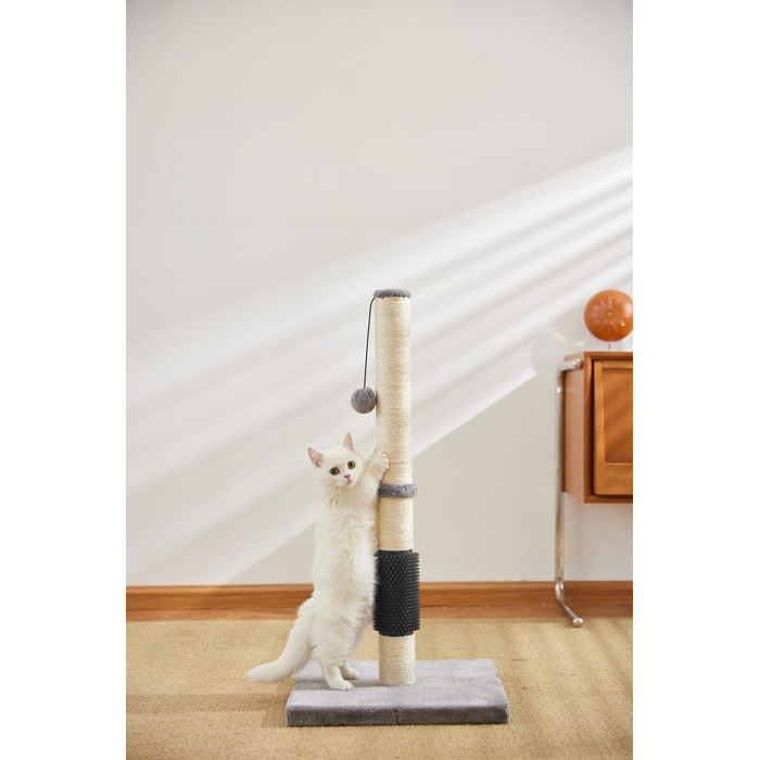 Кігтеточка LOS ANDES 80 см з інтегрованою щіткою для грумінгу, міцна кігтеточна колона з іграшкою-кулькою для котів, 80 см