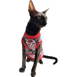 Футболка Kotomoda Sphynx для котів Sphynx, червоний череп (XS)