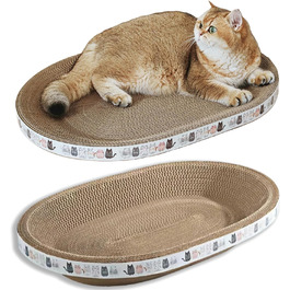 Килимок-подряпування для котів 2 шт., овал, 61 см, з м'якою лежанкою, з картону, для дому