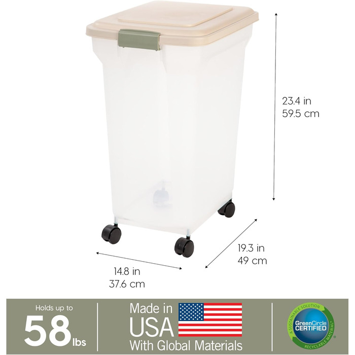 Контейнер для корму для тварин IRIS USA, герметичний, 67 л