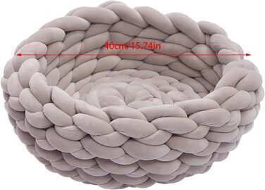 Ручне в'язане ліжко для котів та собак з бавовни, 40 см - тепле гніздо/кошик для домашніх тварин