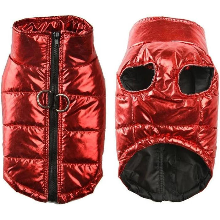 Водонепроникна вітрозахисна куртка для собак - тепла жилетка для хаскі, мопса, лабрадора, чихуахуа, французького бульдога - червона, розмір L
