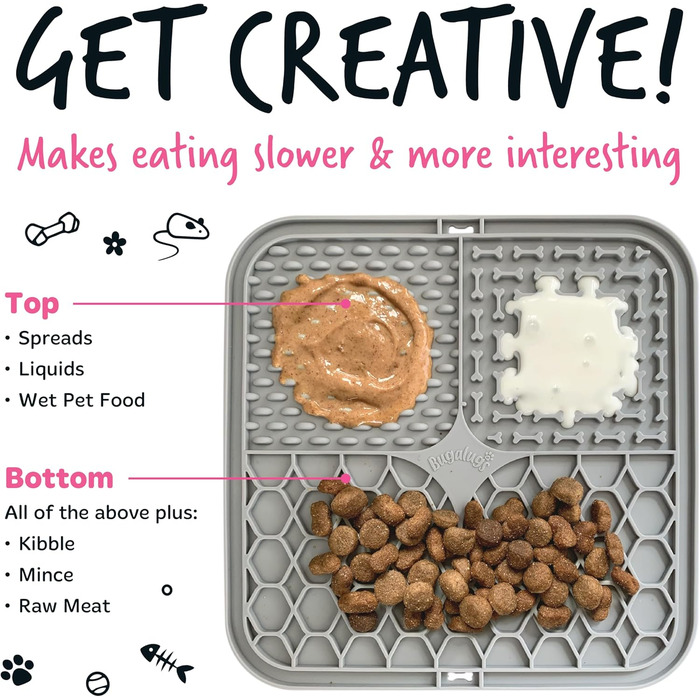 Килимки для собак та котів Bugalugs Licky Mats - 2 шт., чорний/сірий, харчовий BPA-free, зменшує стрес