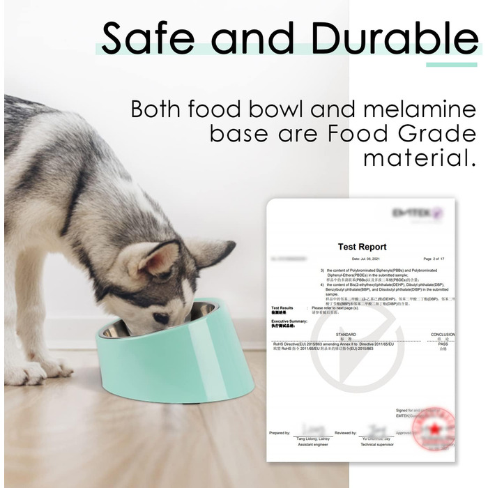 Нахилена годівниця для собак та котів SuperDesign 15°, зелений меламін, 600 мл