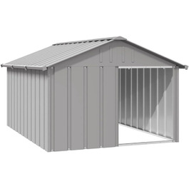 Будка для собак vidaXL, сіра, 116,5x153x81,5 см, оцинкована сталь