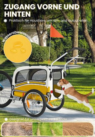 Причіп для собак SEPNINE® 2-в-1 для велосипеда та джоггінгу, до 30 кг (жовтий)