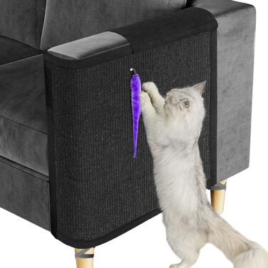 Захист для дивану від кігтів котів, 70 x 50 см, з сизалю, для захисту меблів (чорний)