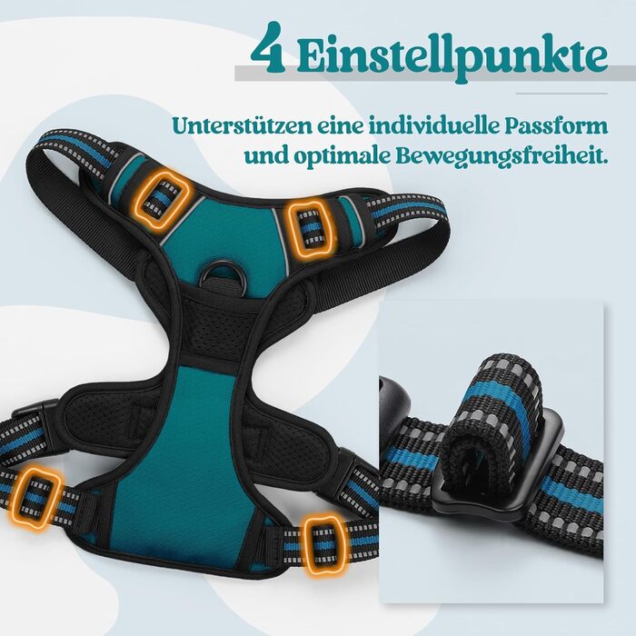 Нашийник для собак Rabbitgoo середнього розміру, анти-тяга, регульований, для великих собак, дихаючий, з світловідбиваючими смугами, безпечний, темно-зелений M (1 шт.)