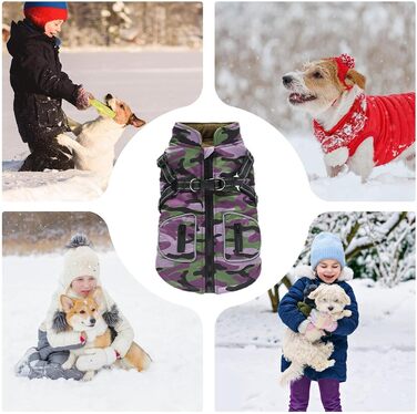 Зимовий теплий одяг для собак - водонепроникний теплий жилет для цуценят з інтегрованим шлейкою, захист від будь-якої погоди | Надійний крій для собак маленьких, середніх та великих порід