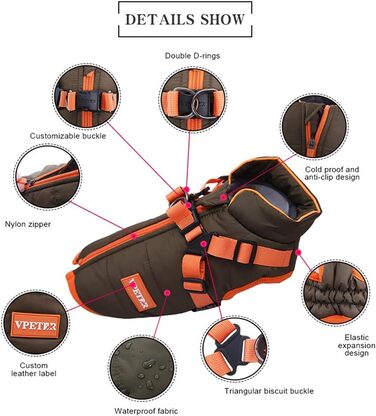 Зимовий теплий одяг для собак: куртка з шлейкою, водонепроникна, для дрібних та середніх порід, тепла, для цуценят, регульована жилетка, оливковий (S)