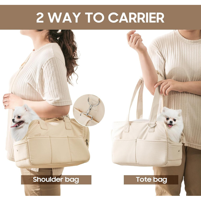 Сумка-переноска для собак та котів, м'яка, складна, для маленьких та середніх котів, цуценят до 6,8 кг, дихаюча, бежева