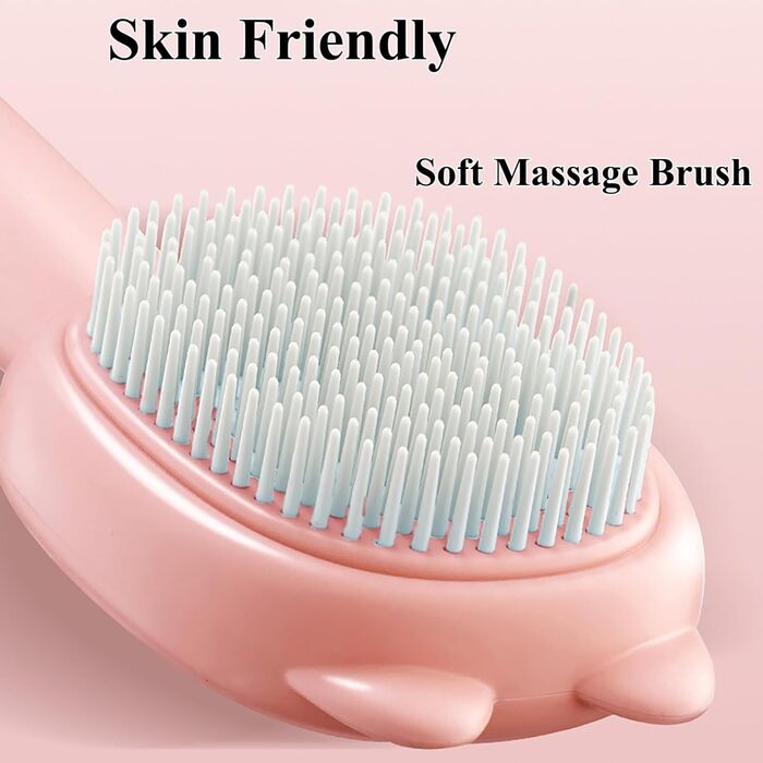 Самоочищувана щітка для собак маленьких порід - регульована щітка для грумінгу цуценят, Йоркширів, Ши-тцу, Мальтіпу та Мальтезе (Рожева)