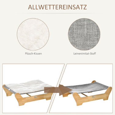 Гамак PawHut Cat Bed з каркасом для кішок 68x43x20см Підняте котяче гніздо з м'якою сосновою подушкою