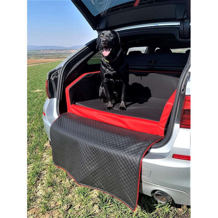 Крісло-ліжко для собак Mayaadi-Home XL Premium - 110x90x38 см | З захисною накидкою, з штучної шкіри, для автомобіля | Travel Duo чорно-червоне