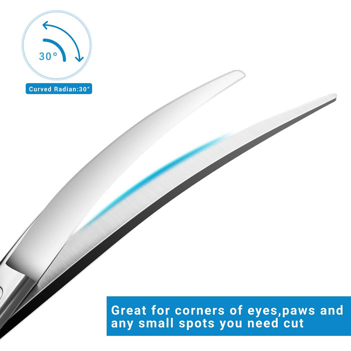 Ножиці для грумінгу собак HASHIMOTO, вигнуті ножиці для догляду за собаками, 6,5 дюймів, кут вигину 30 градусів, легкі, ножиці для стрижки обличчя та лап