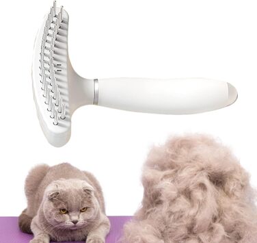 Бурштук для котів Lambo, щітка для вичісування шерсті котів та собак, висмикувальна щітка, легке очищення | Практична та неслизька щітка для догляду за шерстю котів та собак, біла