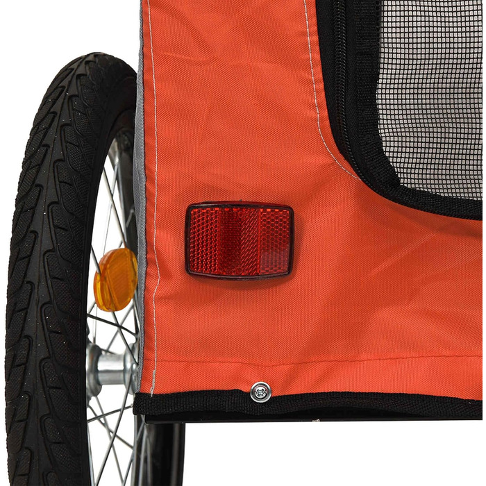 Причіп для собак VidaXL, 45 кг, Оксфордська тканина, з прапорцем та відбивачами (Оранжевий, 125 x 53 x 54 см)