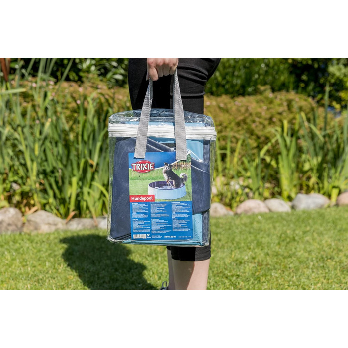 Басейн для собак TRIXIE 70x12 см, блакитно-сірий, з неслизьким дном та міцною конструкцією, без надування