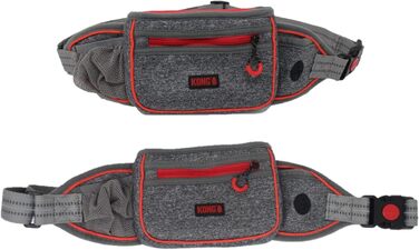 Лекарська сумка для собак KONG сірого кольору: бананка для дресирування з світловідбиваючим ремінцем та дозатором кульок для прибирання | Водонепроникна та міцна сумка для ласощів для собак | Зручна сумка для годування під час дресирування