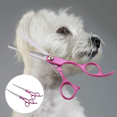 Професійний набір для грумінгу домашніх тварин SYH&AQYE: 4 ножиці для собак та котів, випрямлені та зігнуті моделі, з гребінцем