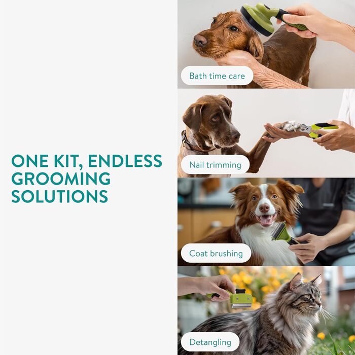 Набір для догляду за домашніми тваринами Navaris Premium (6 шт.) - щітка для котів та собак, точилка для кігтів для собак та котів