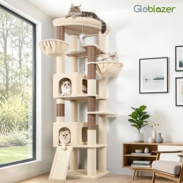 Комплекс для котів Globlazer Beige XXL 204 см з будиночком та майданчиками - дряпка-стовпчик для котів