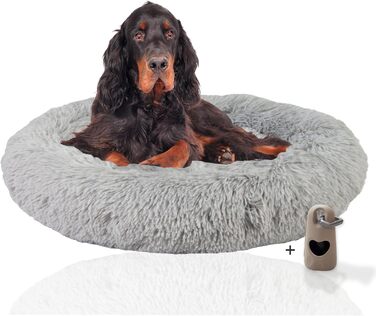 Кругла лежанка для собак Rohrschneider Donut | з набором пакетів для збору відходів | М'яке собаче ліжко для великих собак | Лежанка для собак великого розміру, діаметр 100 см, розмір L, миється | Корзина для тварин, м'яке ліжко | Розмір L, Ø 100 см, 100 