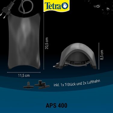 Tetra APS 400 - Тиха мембранна повітряна помпа для акваріумів 250-600 л, чорна