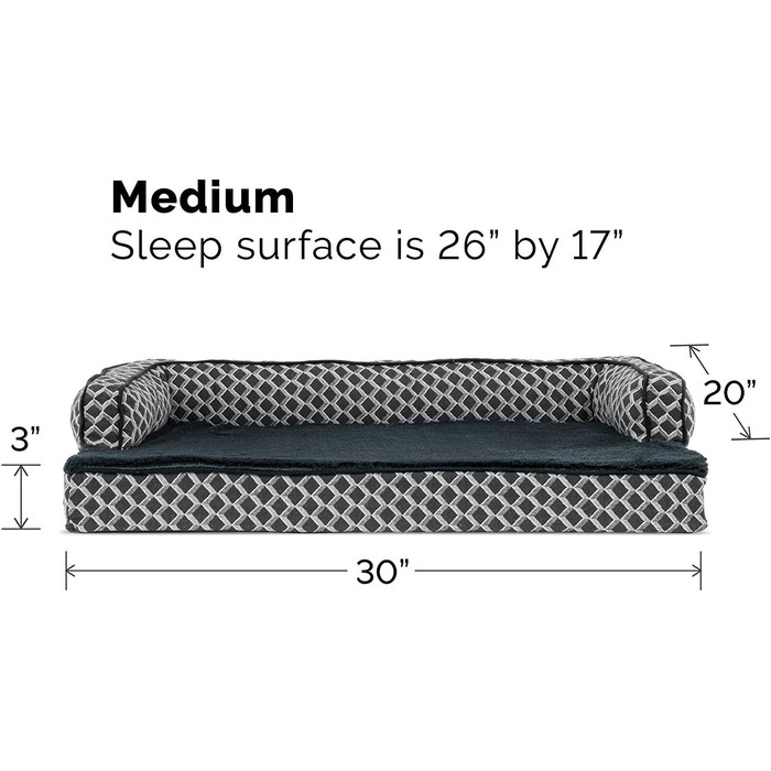 Ліжко для собак та котів FurHaven, M, блакитне, з гелевим шаром, знімний чохол, 76x51x18 см