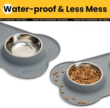 CEASELESLY Миски для собак з нержавіючої сталі, 2 шт по 400 мл, з підставкою з силікону, для собак середніх та малих порід, котів та цуценят, корм для тварин (темно-сірий)