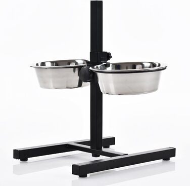 Набір мисок для собак 2 шт. по 1800 мл з нержавіючої сталі, підставка, A040