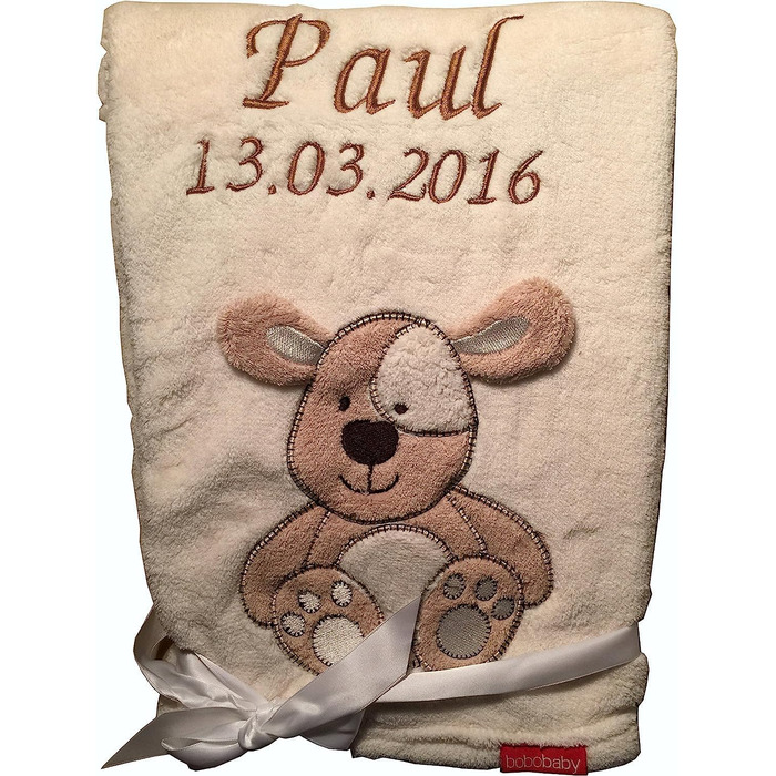 Декоративний лежак для собак KIDDI-MEDIA з вишивкою імені та аплікаціями, бежевий