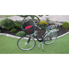 Корзина для велосипеда Marcus Hundefahrradkorb для руля з лози з металевою сіткою та подушкою, чорна. Корзина для собак, корзина на кермо, корзина для тварин, кошик для покупок, натуральна (з подушкою)