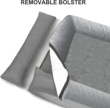 Ортопедичне собаче ліжко XL для великих собак, миється, з 4-сторонньою знімною подушкою для шиї, водонепроникне диван для домашніх тварин з антиковзким дном, Рожевий, 114 x 35 x 20 см (114 x 35 x 20 см, Світло-сірий)