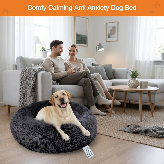 Кругле лежанка для собак та котів, 50 см, з ортопедичним пюшем, для дітей, сіра