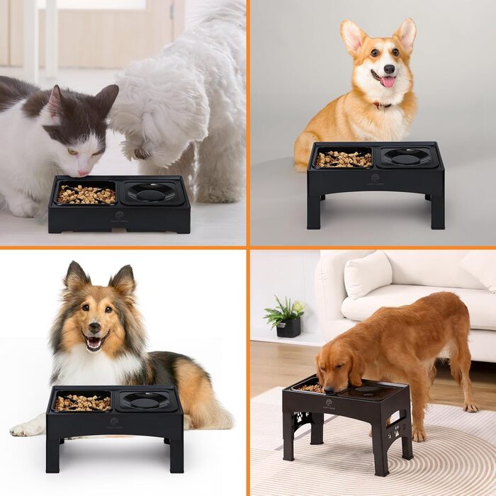 Піднята миска для собак HAPPY HACHI, регульована по висоті, 4 рівні, повільне годування, миска для води та їжі для великих, середніх і малих собак, не проливає рідину