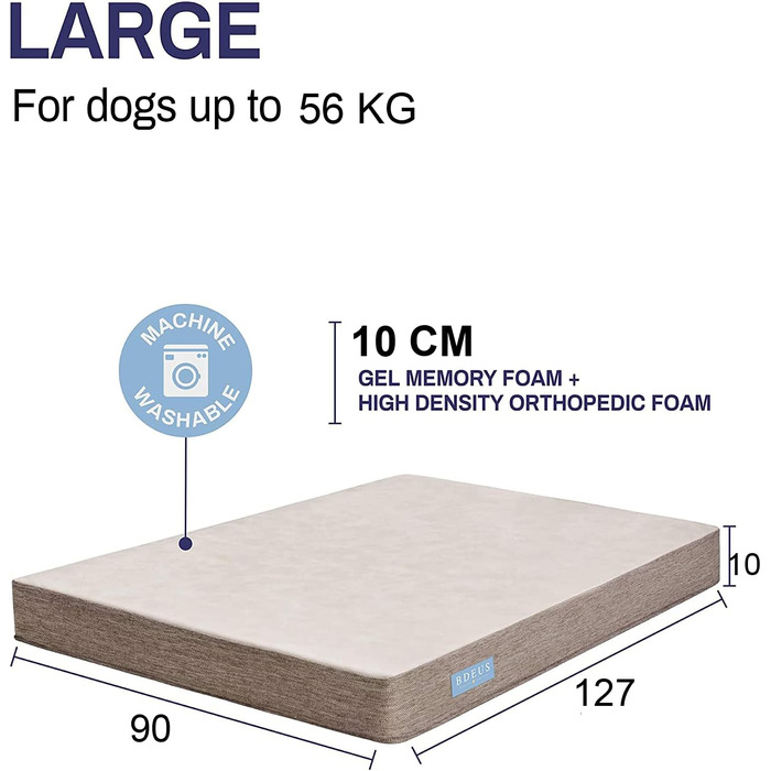 Ортопедичне лежанка для собак з гелевим шаром, водонепроникна, для великих та малих собак, знімний чохол, XL рожева