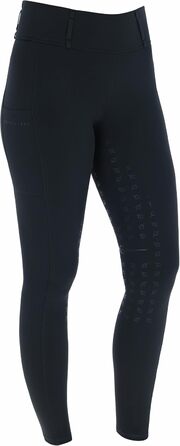 Легінси для верхової їзди Covalliero з повним силіконовим покриттям | Теплі, дихаючі та еластичні штани для верхової їзди з 2 кишенями для телефону | Осінньо-зимові штани для верхової їзди, різні кольори та розміри 32-34, чорний