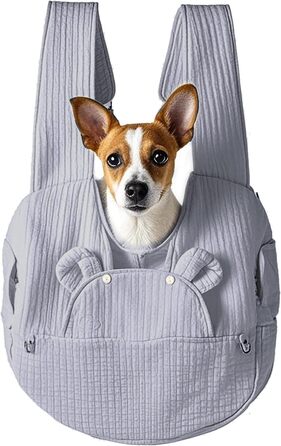 Рюкзак для тварин: переноска для собак та котів 2-12 кг, сірий, складаний