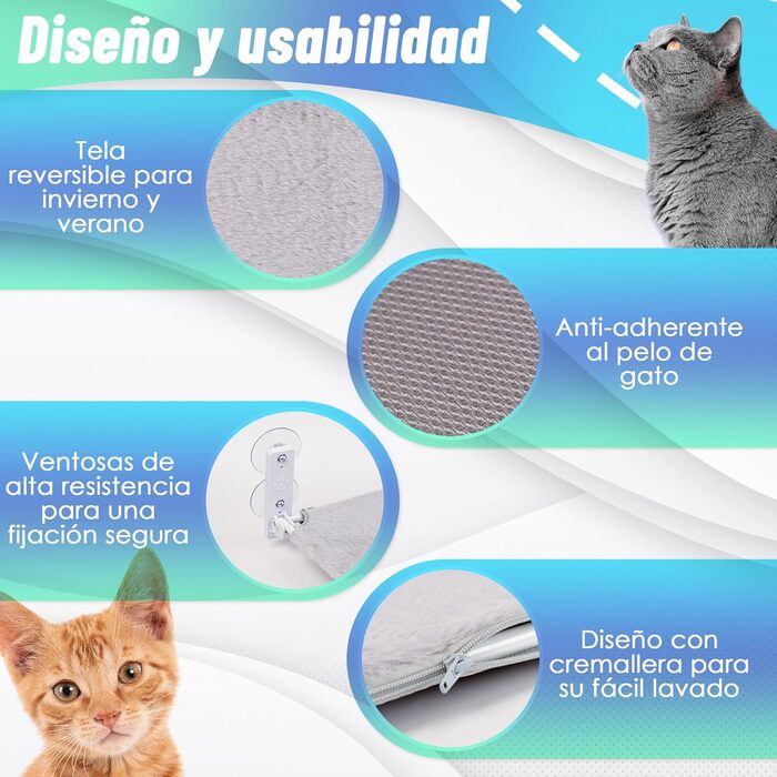 Гамак для кота на вікно, сірий, ліжко + ковдра (30 x 45 см), сірий колір