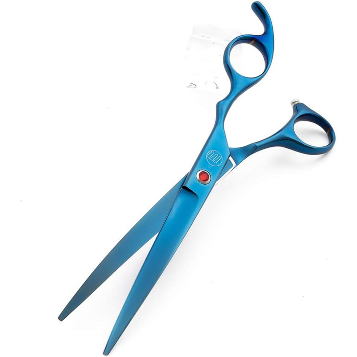 Професійний набір для стрижки собак Moontay: 4 ножиці (пряма, вигнута вгору, вигнута вниз, фінішна) з JP нержавіючої сталі, 17.8 см (7 дюймів), блакитний
