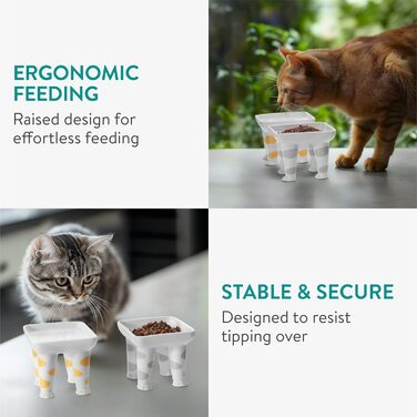 Набір мисок для котів Navaris 2 шт. - 400 мл - підняті миски для котів - станція годування - дизайн лапки