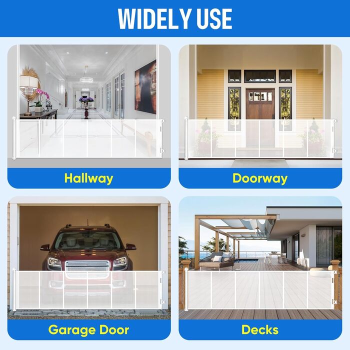 Захисне ворота MYPIN для дверей, висувні, 0-140 см. Захист від собак та дітей. Чорний колір.